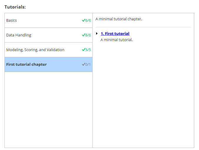 Tutorial selection Tutorial selection