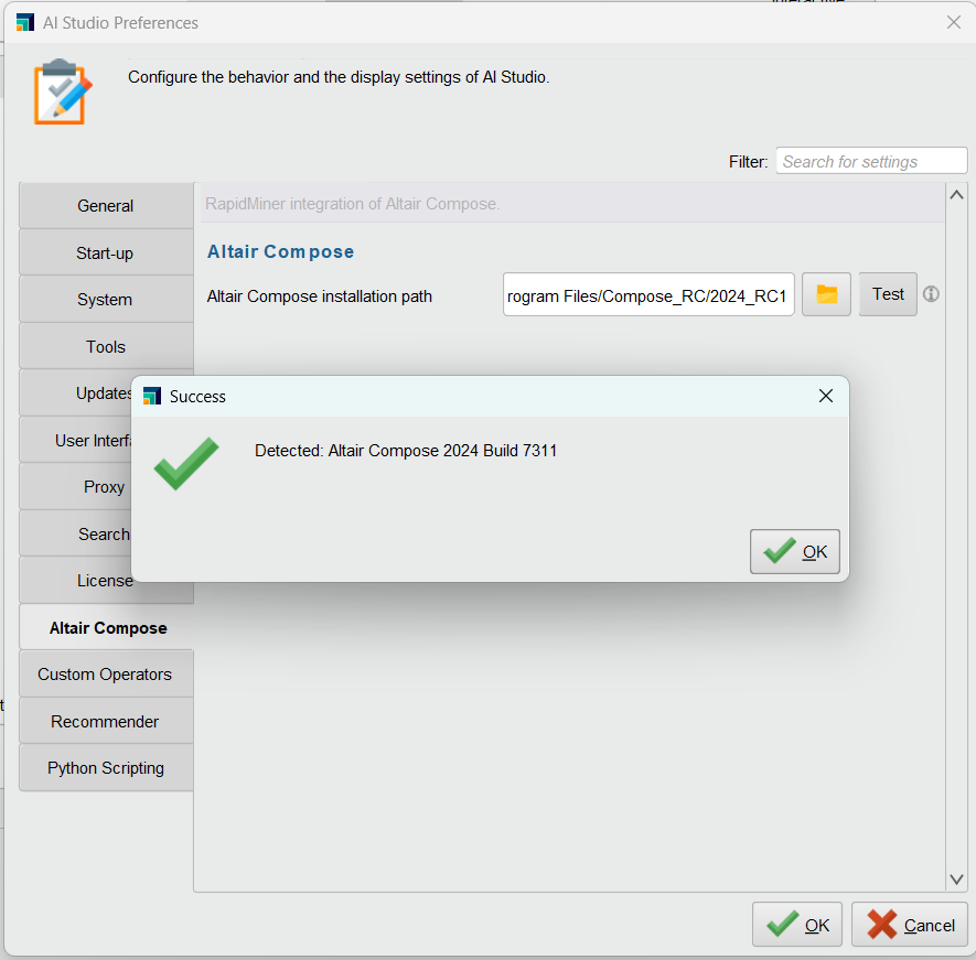 Test Altair Compose installation path